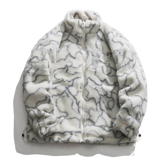 Damen kuschelige Teddy-Fleece Jacke mit Stehkragen und Kordelzug Shop Nory