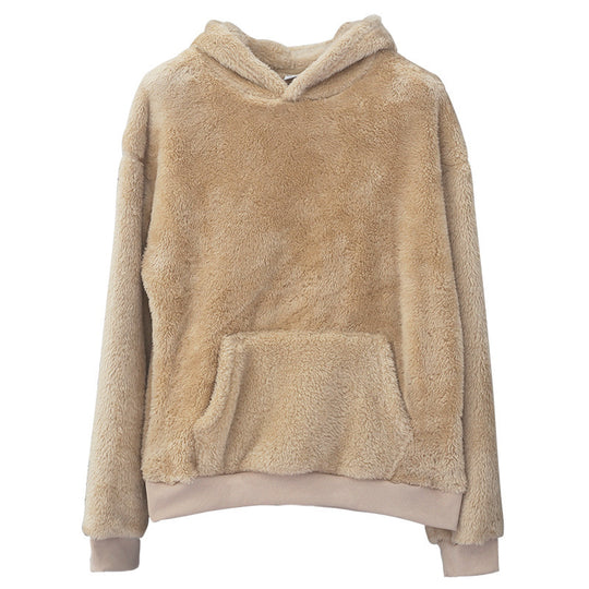 Unisex nan kuscheliger Kapuzenpullover aus Teddyplüsch mit Kängurutasche Shop Nory