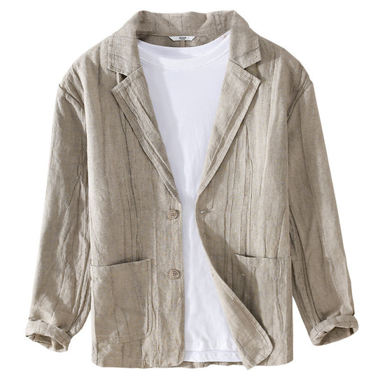 Herren legerer Leinenblazer mit strukturierter Optik und aufgesetzten Taschen Shop Nory