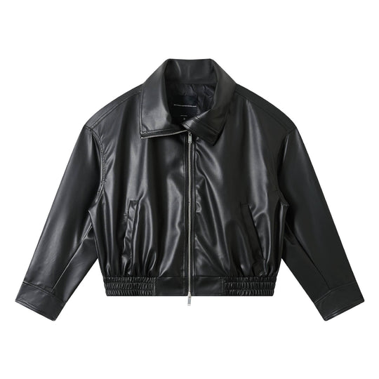 Herren Lederimitat-Bomberjacke im Boxy-Cut mit elastischem Saum und zweifach Reißverschluss Shop Nory