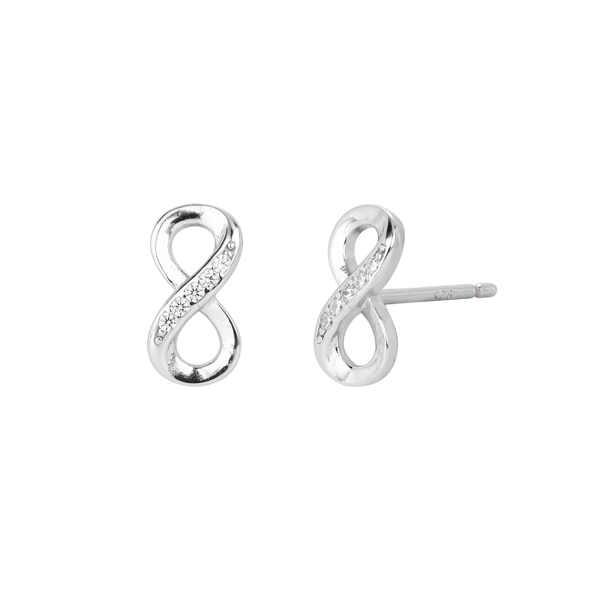 Damen Ohrstecker im unendlichen Design mit funkelnden Zirkonia Shop Nory