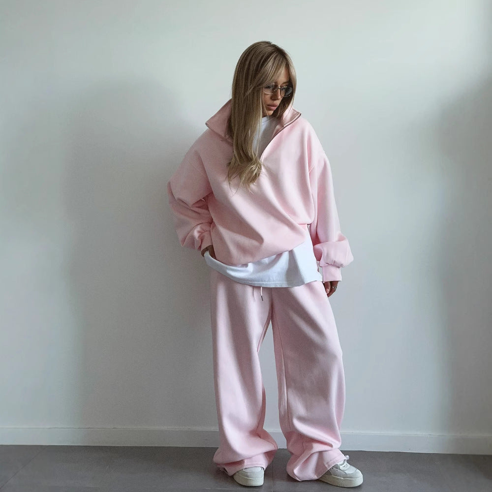 Damen Oversize Sweatshirt mit Halbzip und hohem Stehkragen Shop Nory