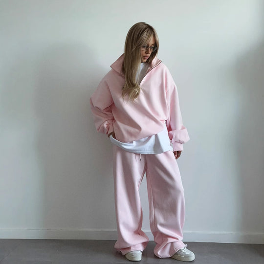 Damen Oversize Sweatshirt mit Halbzip und hohem Stehkragen Shop Nory