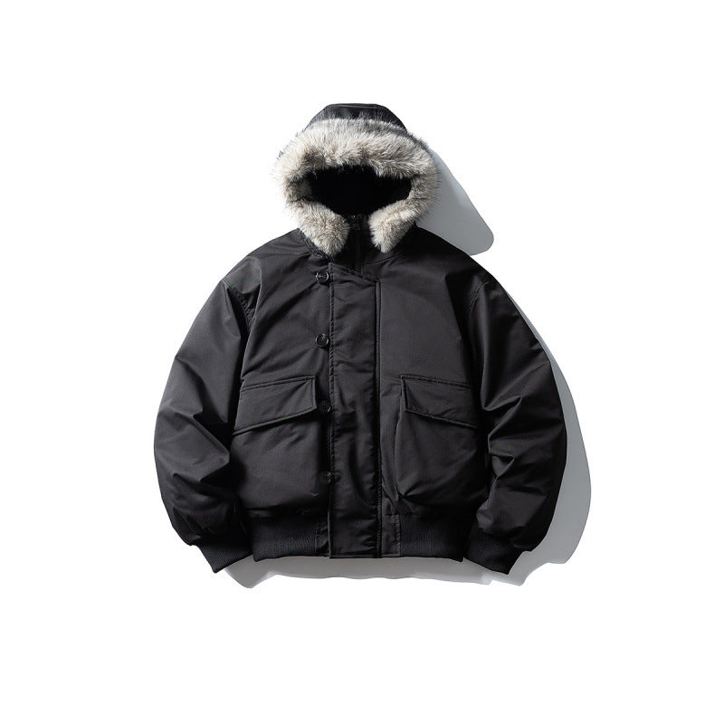Herren Gefütterte Winterbomberjacke mit Kapuze und Kunstfellbesatz Shop Nory