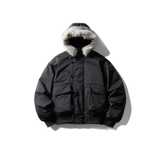 Herren Gefütterte Winterbomberjacke mit Kapuze und Kunstfellbesatz Shop Nory