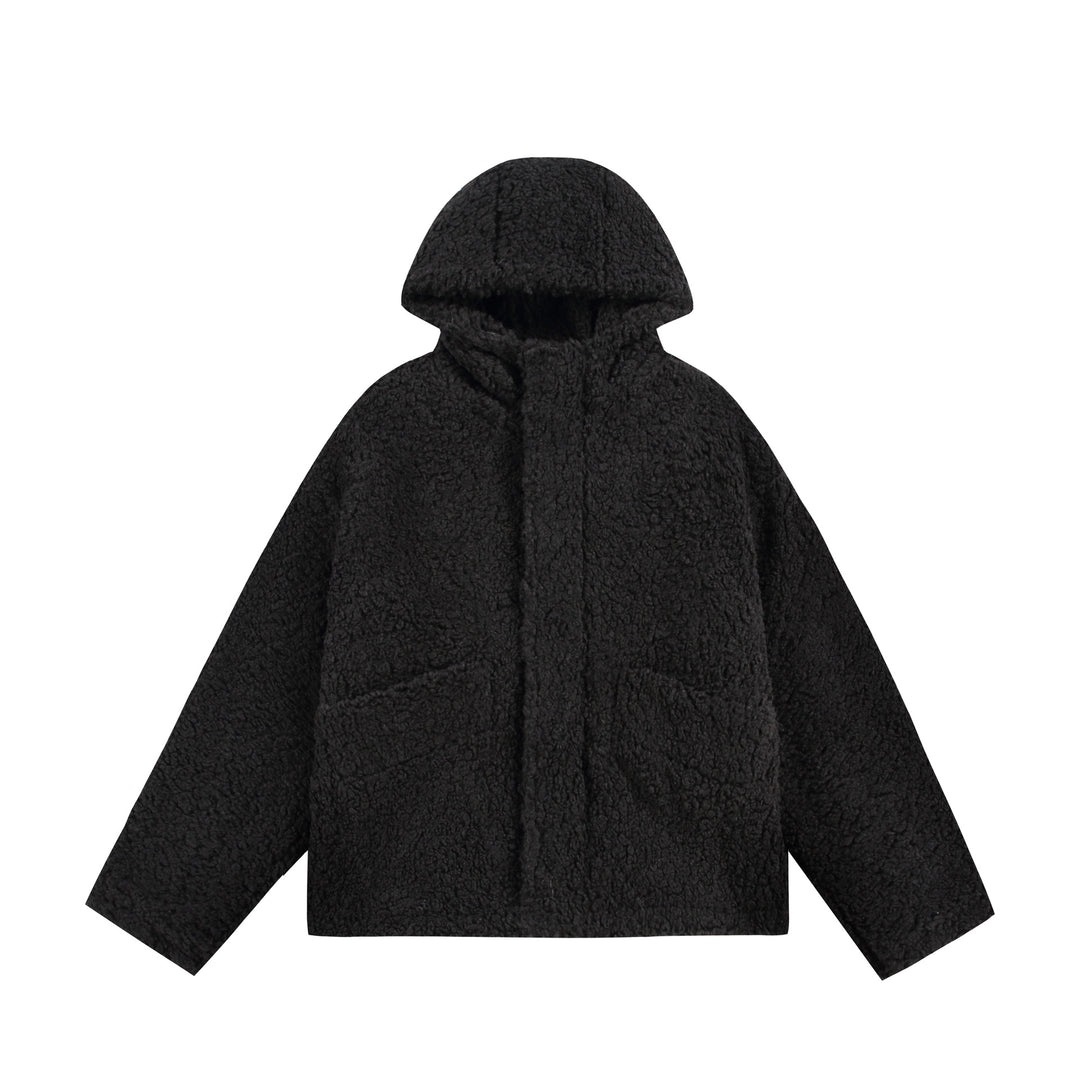Damen Oversize Sherpa‑Kapuzenjacke mit verdeckter Frontblende und aufgesetzten Taschen Shop Nory