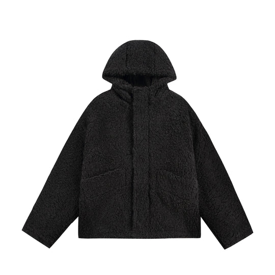 Damen Oversize Sherpa‑Kapuzenjacke mit verdeckter Frontblende und aufgesetzten Taschen Shop Nory