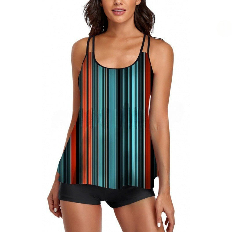 Damen Sportliches Tankini-Set mit bequemem Shorts und verstellbaren Trägern Shopnory
