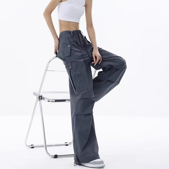 Damen Cargo-Hose im lässigen Oversized-Schnitt mit praktischen Taschen und verstellbarem Bund Shopnory