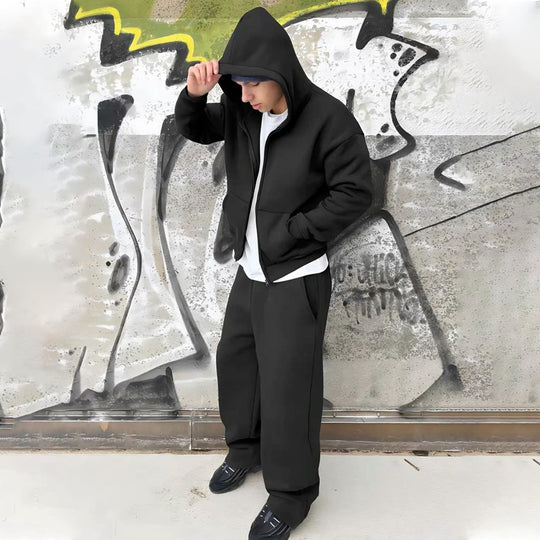 Herren nan Oversize Zip-Hoodie und Relaxed Sweatpants Set Shop Nory
