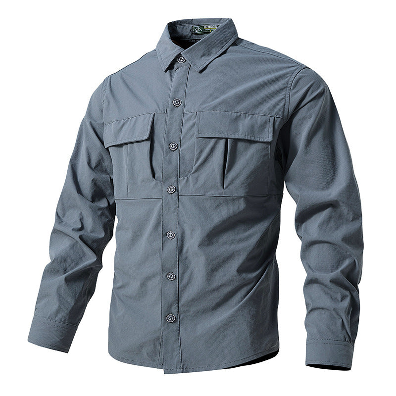 Herren Leichte Hemdenjacke im Utility‑Stil mit aufgesetzten Brustklappen und Knopfleiste Shop Nory