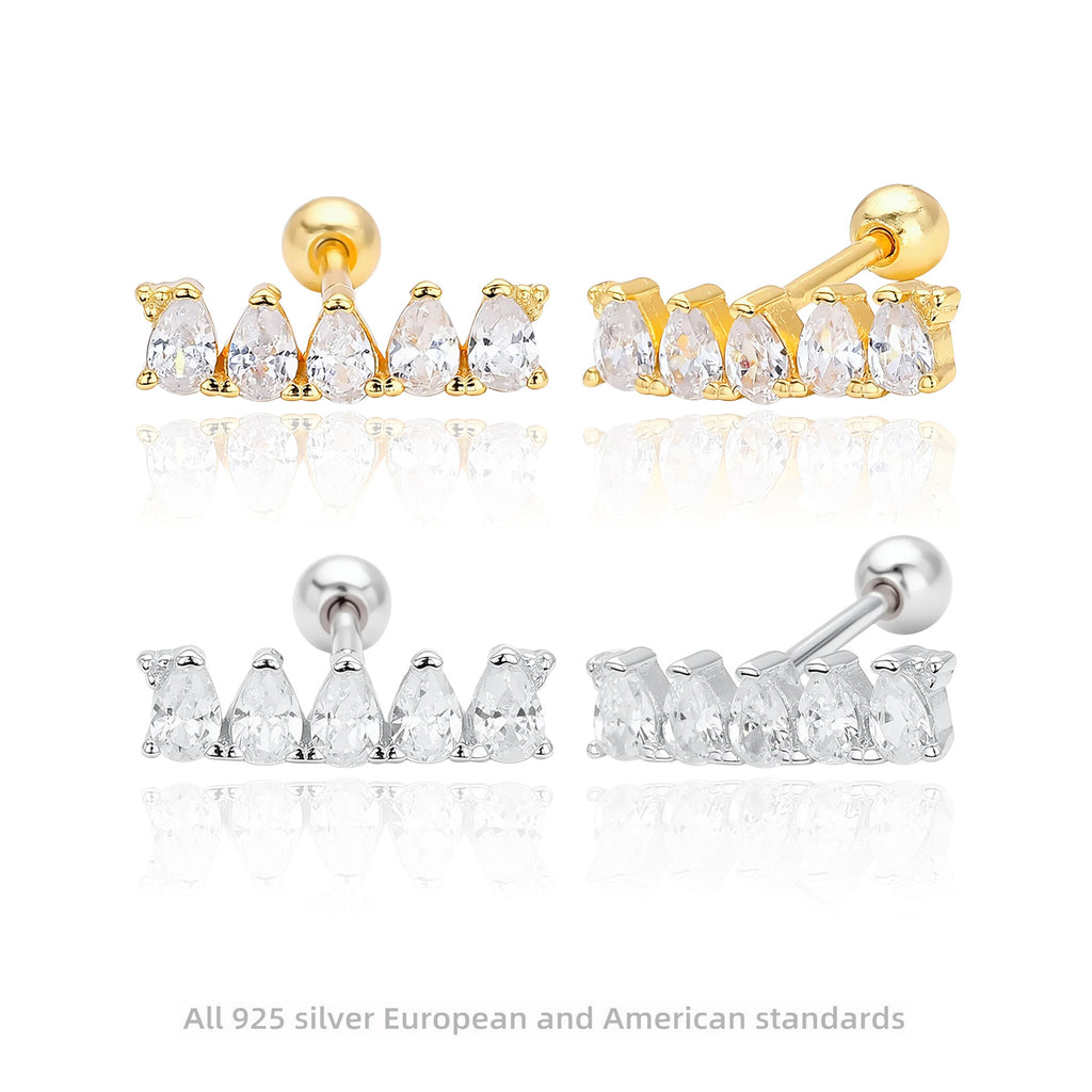 Damen Ohrstecker mit glitzernden Zirkonsteinen aus hochwertigem 925 Sterling Silber Shop Nory