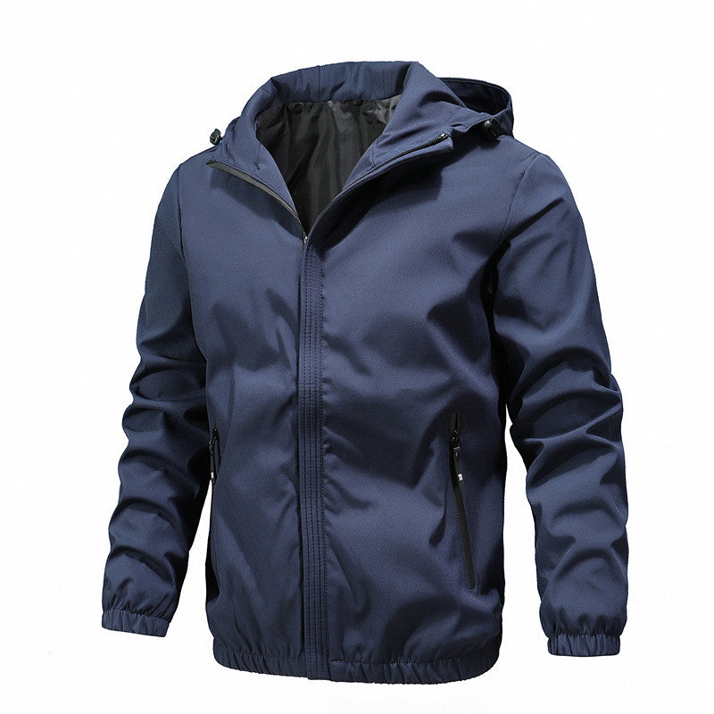 Herren Leichte Outdoor-Softshelljacke mit Kapuze, wasserabweisender Membran und Reißverschlusstaschen Shop Nory