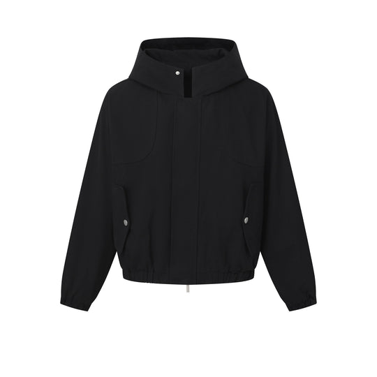Damen Kurz geschnittene Kapuzenblousonjacke mit Tunnelzugsaum und aufgesetzten Pattentaschen Shop Nory