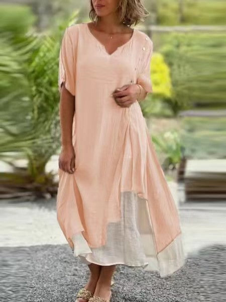 Damen Midi-Kleid mit seitlichem Schlitz und knöpfbarem Detail