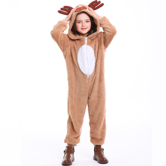 Mädchen Plüsch Rentier Overall mit Kapuze und Ohren Shop Nory