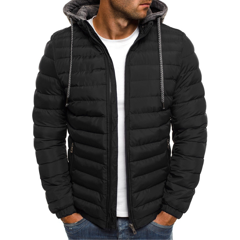 Herren Steppjacke mit abnehmbarer Kapuze und praktischem Innenfutter