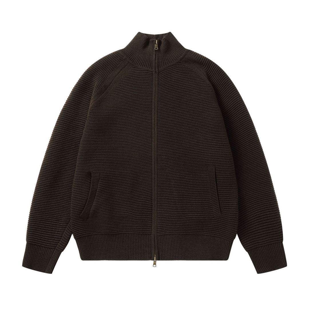 Herren Grobstrick Stehkragen-Strickjacke mit durchgehendem Reißverschluss Shop Nory