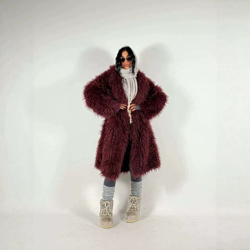 Damen Maxilanger Kunstpelzmantel mit langflorigem Hochflor und Oversize-Silhouette Shop Nory
