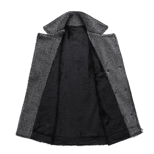 Herren Gefütterte Fliegerjacke aus Kunstleder mit Teddyfutter und zweireihiger Front Shop Nory