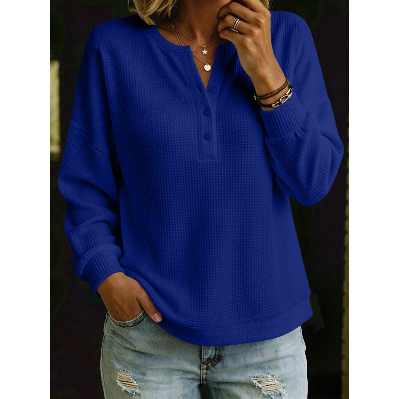 Damen Waffelstrick-Henleypullover mit Oversize-Schnitt Shop Nory