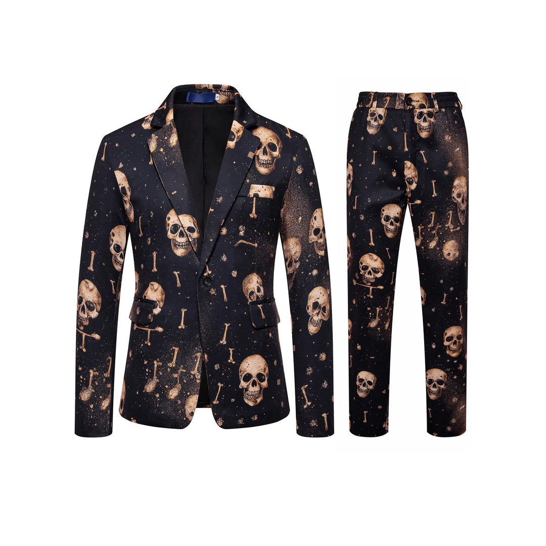 Herren Zweiteiliges Satin-Anzugsset mit grafischem Allover‑Print und schmaler Silhouette Shop Nory