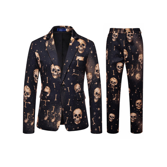 Herren Zweiteiliges Satin-Anzugsset mit grafischem Allover‑Print und schmaler Silhouette Shop Nory