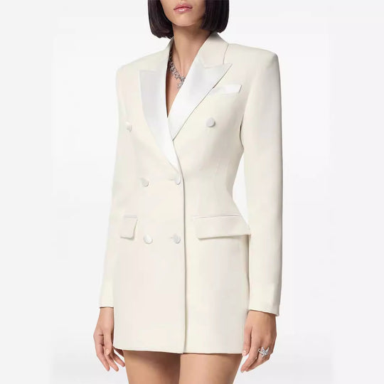 Damen Kurzes tailliertes Blazerkleid im Doppelreiher-Stil Shop Nory