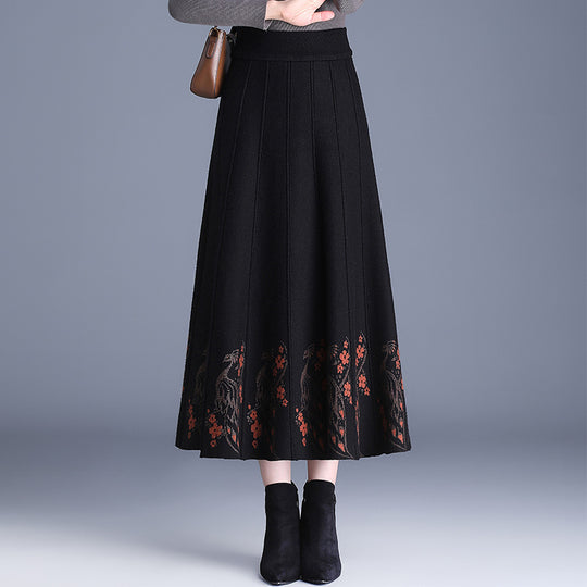 Damen Eleganter Maxirock mit floralem Spitzenabschluss Shop Nory