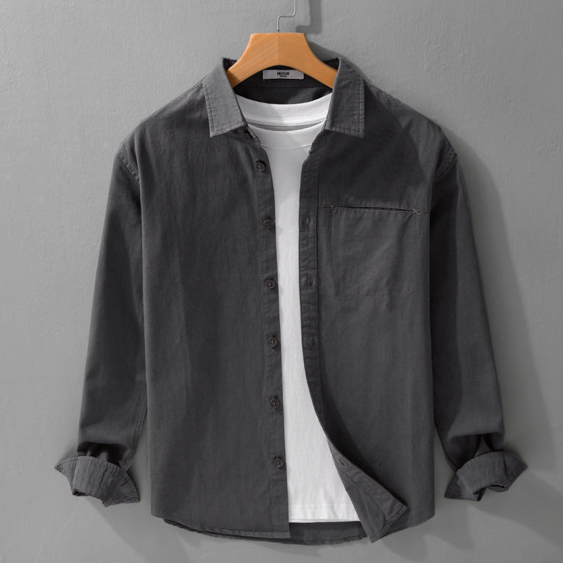 Herren Leichtes Baumwoll-Utility-Hemdjacke mit Kentkragen, Brusttasche und Relaxed-Fit Shop Nory
