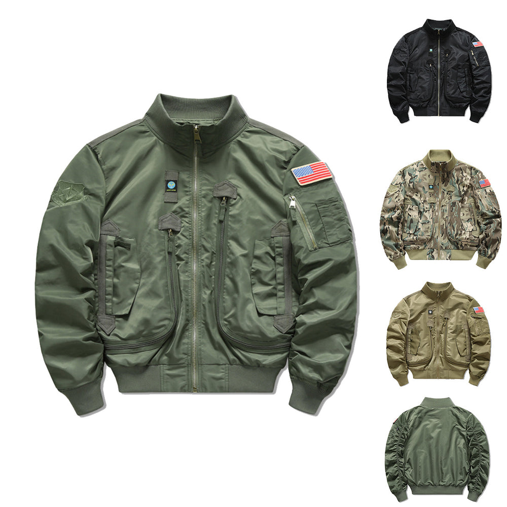 Herren Flieger-Bomberjacke im Militärstil mit Multifunktions-Taschen Shop Nory