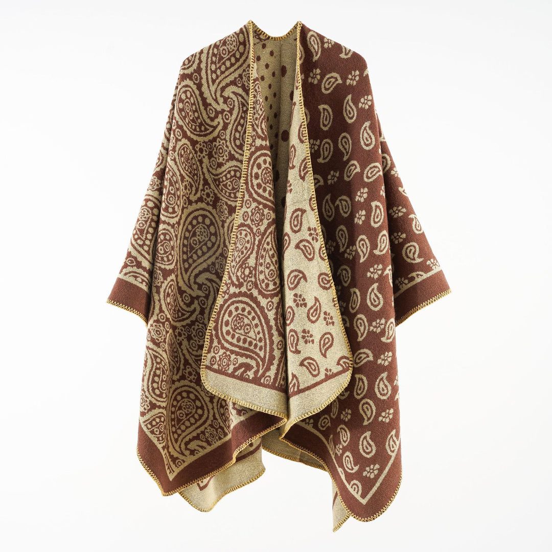 Damen Oversize-Jacquard-Umhang mit Paisley-Patchwork-Optik Shop Nory