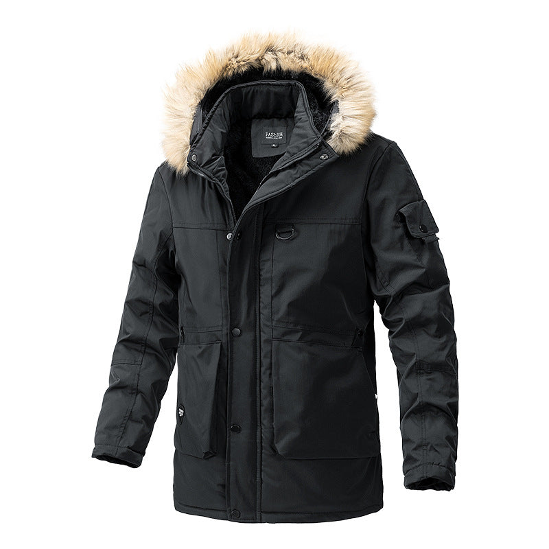 Herren Wärmegefütterte Parka-Jacke mit Kapuze und Teddyfutter Shop Nory