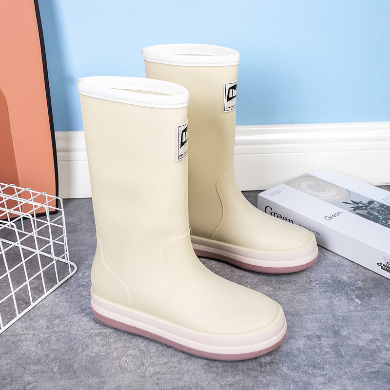 Damen Mittelhohe Plateau-Regenstiefel mit wasserfester Vollgummi-Konstruktion Shop Nory