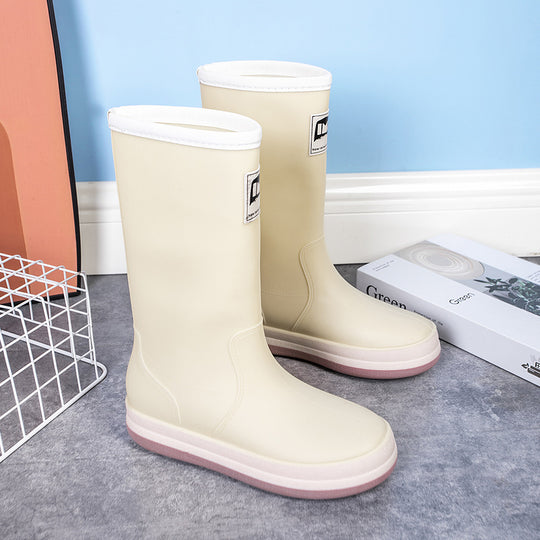 Damen Mittelhohe Plateau-Regenstiefel mit wasserfester Vollgummi-Konstruktion Shop Nory