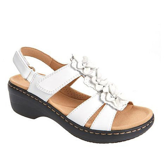 Damen Komfortable Riemchen-Sandalen mit dekorativen Faltendesign