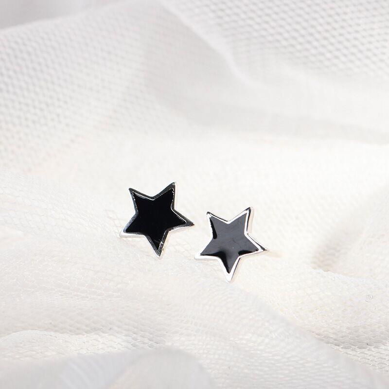 Damen Ohrstecker in Sternform mit schwarzer Emaille Shop Nory