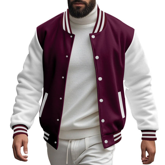 Herren Varsity-Jacke mit kontrastierenden Ärmeln und gestreiften Bündchen