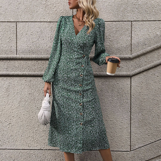 Damen Florales Wickel-Midikleid mit asymmetrischer Knopfleiste und geraffter Taille Shop Nory