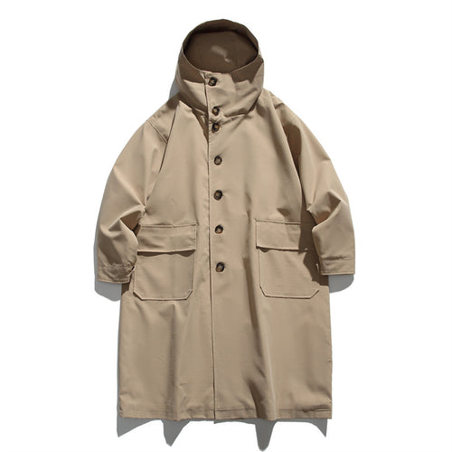 Unisex Langer wasserdichter Oversize-Mantel mit Kapuze und aufgesetzten Pattentaschen Shop Nory
