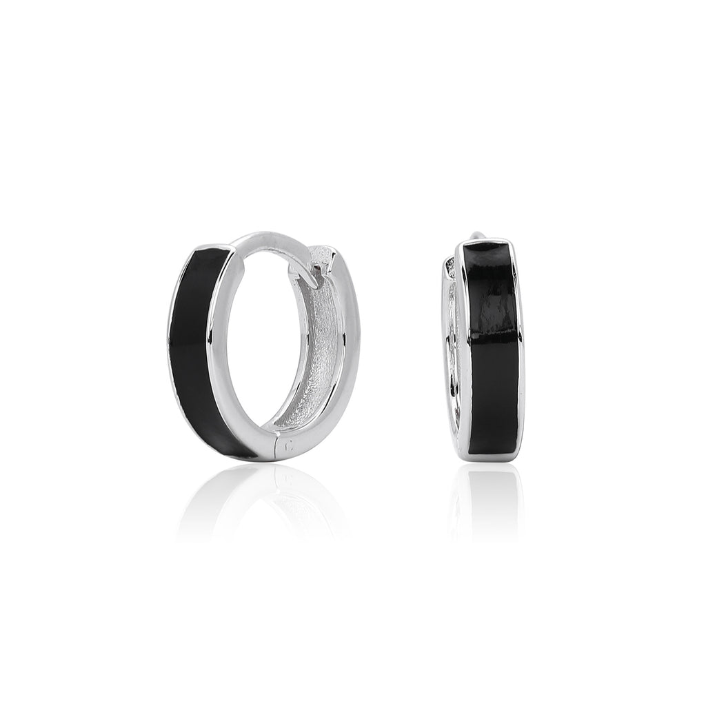 Damen Creolen mit elegantem schwarz-goldenem Design aus 925 Sterling Silber Shop Nory