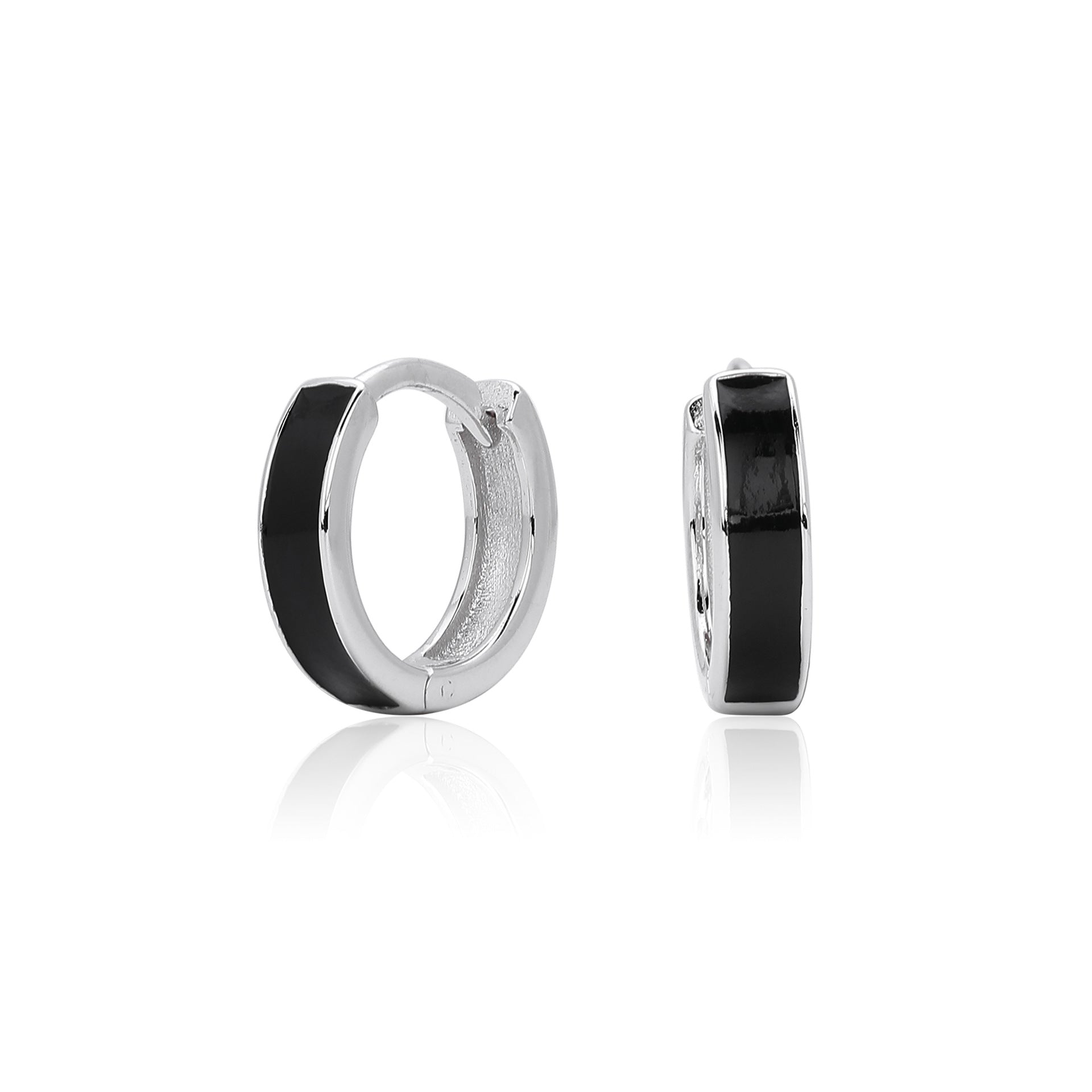 Damen Creolen mit elegantem schwarz-goldenem Design aus 925 Sterling Silber Shop Nory