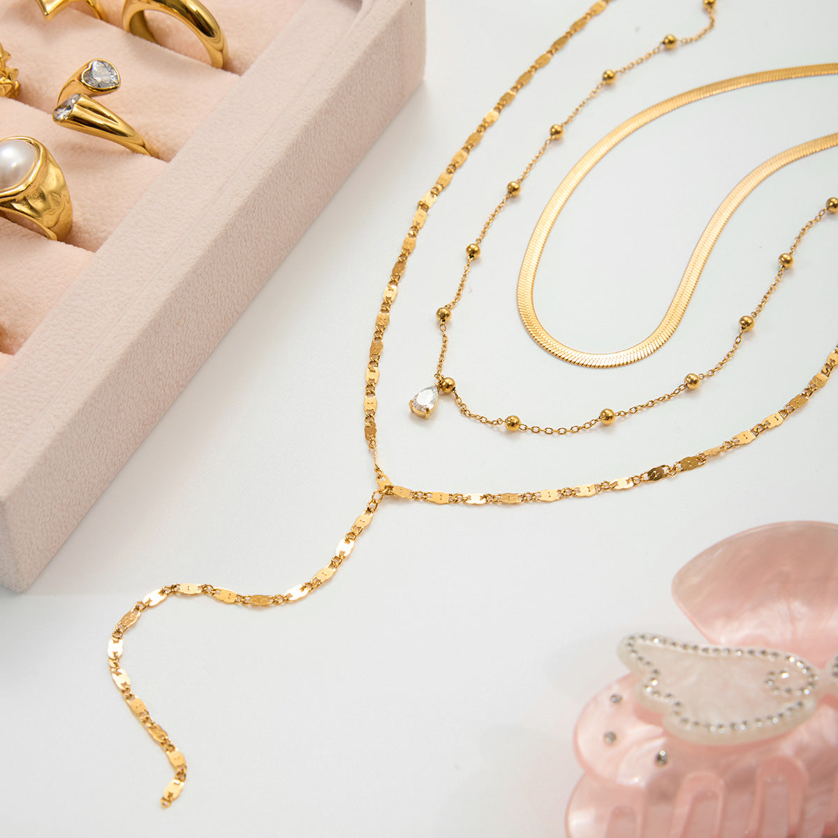 Damen Mehrlagige Halskette mit stilvollem Chainglieder-Design Shop Nory