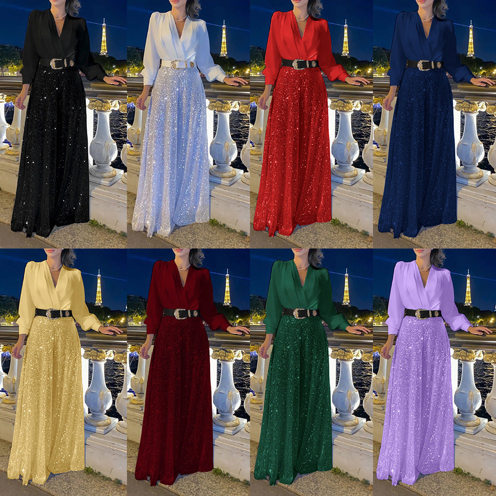 Damen Funkelndes Abendkleid mit elegantem Oberteil und glitzerndem Rock