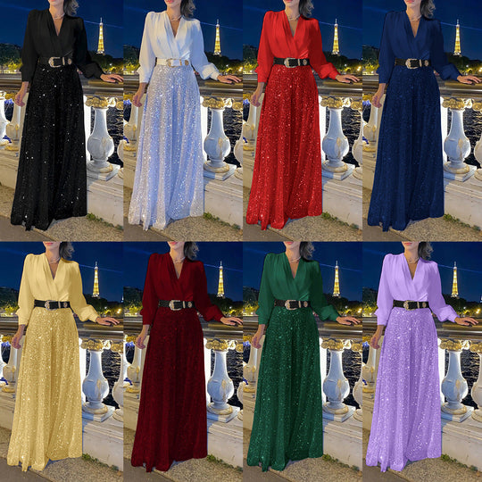 Damen Funkelndes Abendkleid mit elegantem Oberteil und glitzerndem Rock
