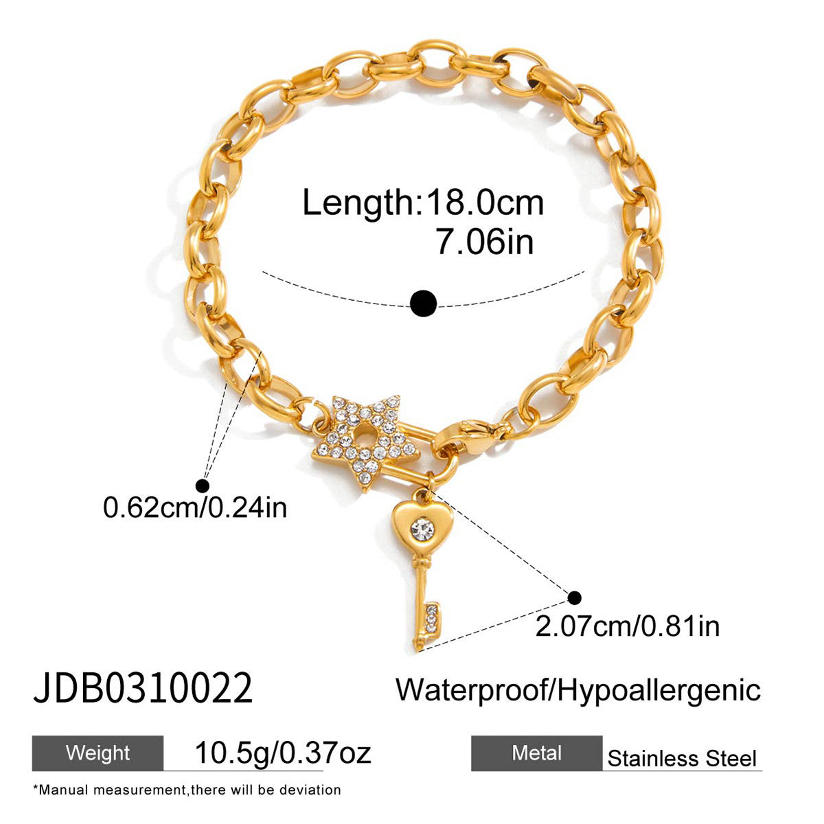 Damen Armband mit funkelnden Anhängern und hypoallergener Edelstahlverarbeitung Shop Nory