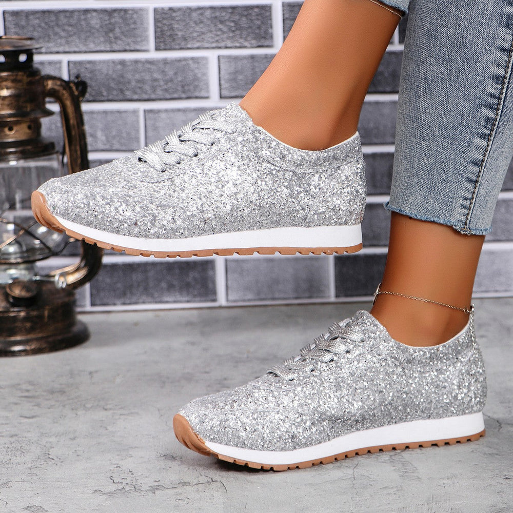 Damen Glitzernde Sneaker mit atmungsaktiver Sohle