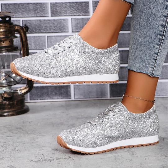 Damen Glitzernde Sneaker mit atmungsaktiver Sohle