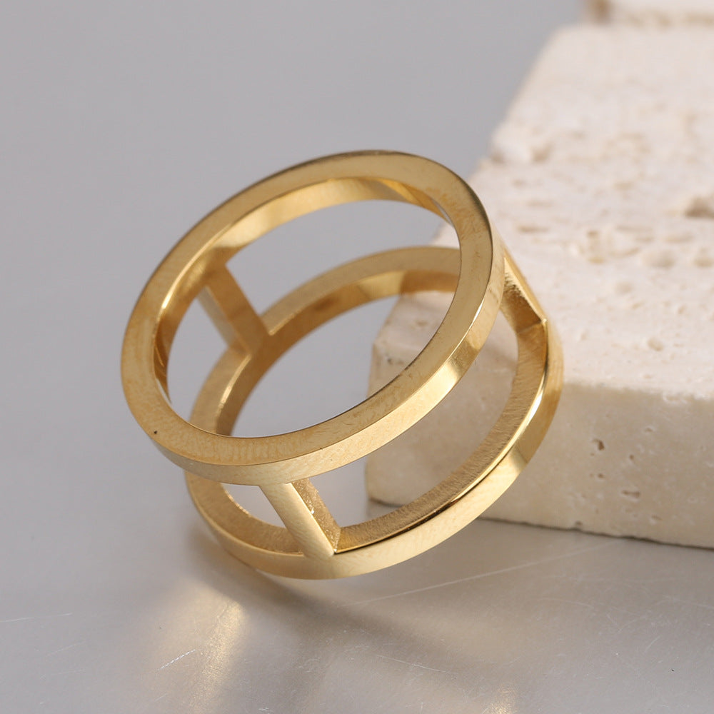 Damen Ring mit modernem, geometrischem Design und polierter Oberfläche Shop Nory