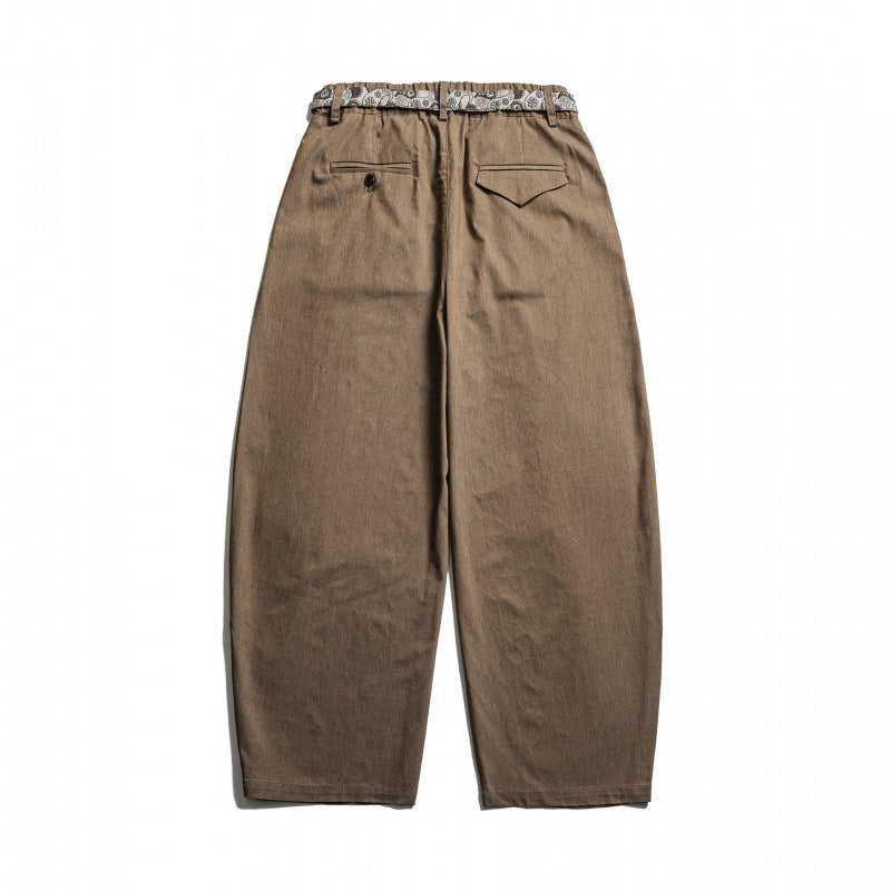 Herren Weite Highwaist Plissée-Hose mit elastischem Bund und bedrucktem Tunnelzug Shop Nory